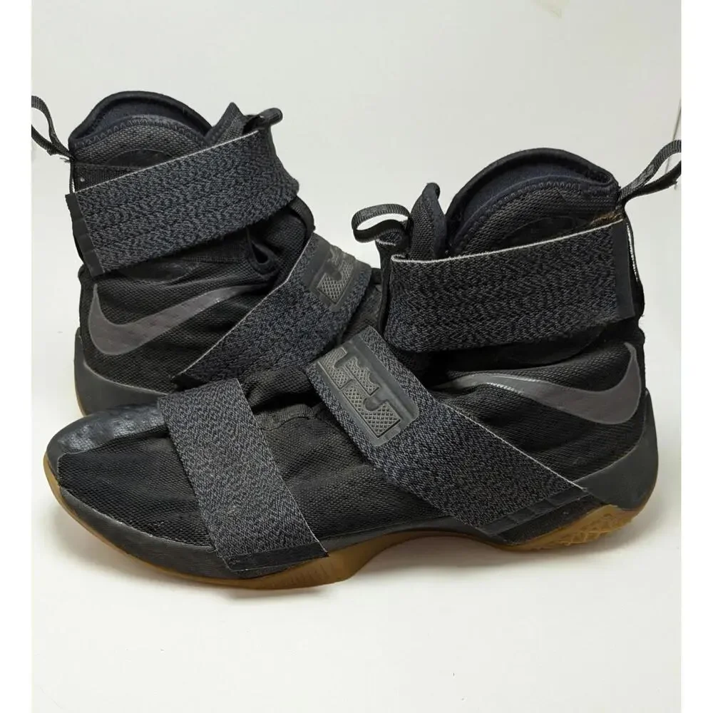Mens Nike LeBron Soldier 10 SFG Black‎ Gum Basketball Shoes 844378-009 Size 15